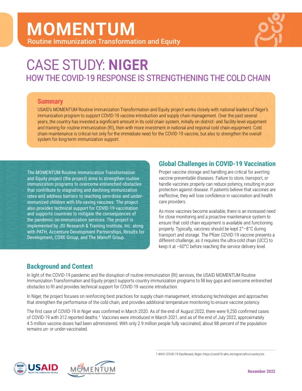 Niger COVID-19 Response: Strengthening the Cold Chain