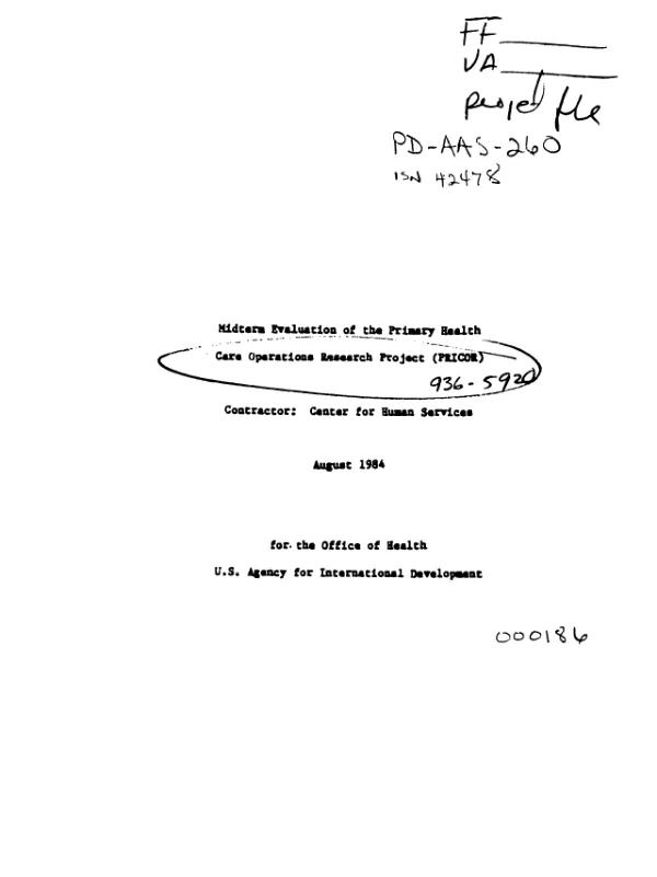 Midterm evaluation of the primary health care operations research project (PRICOR)