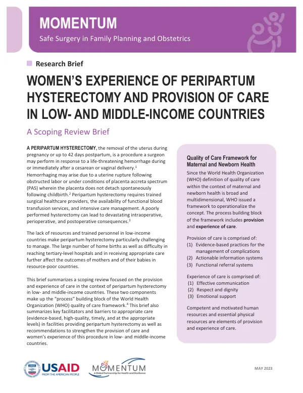 Peripartum Hysterectomy Briefer
