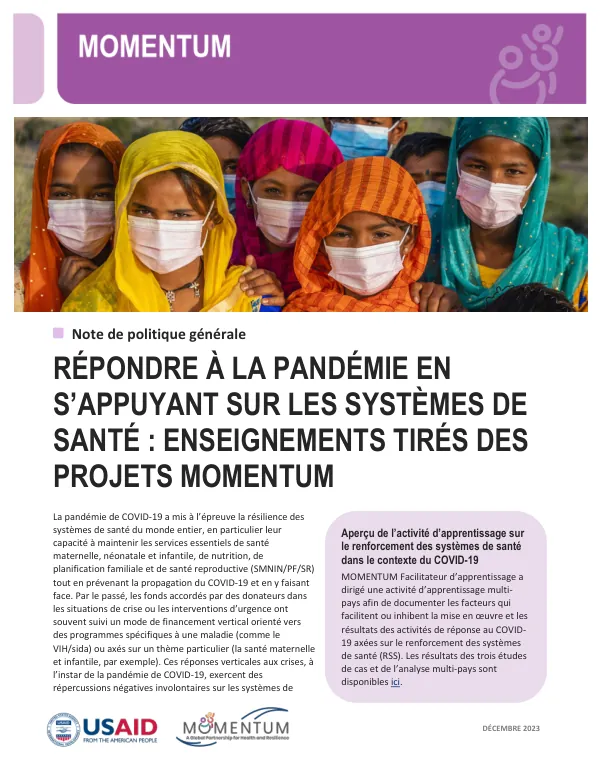 Policy Brief: COVID-19 Health Systems Strengthening Learning (French Africa)