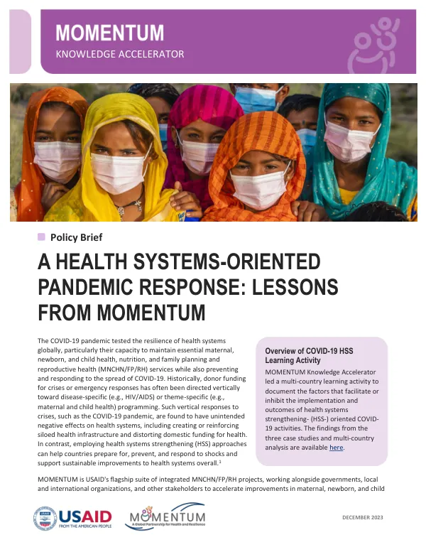MOMENTUM COVID-19 Health Systems Learning Policy Brief