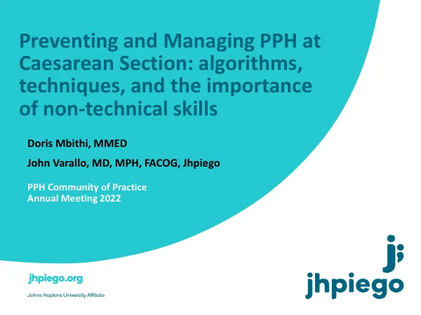 Preventing and Managing PPH at Caesarean Section: Algorithms, Techniques, and Non-Technical Skills