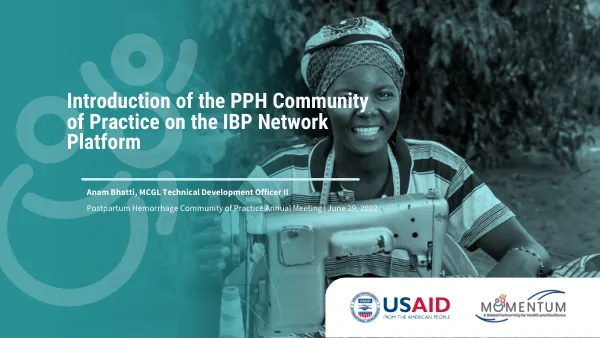 Introduction of the PPH Community of Practice on the IBP Network Platform