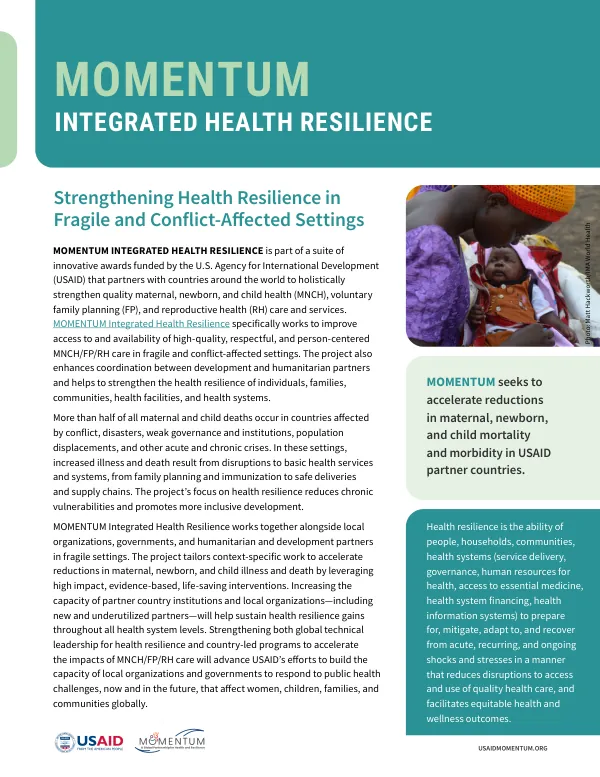 MOMENTUM Integrated Health Resilience Project Fact Sheet