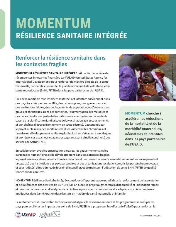 MOMENTUM Integrated Health Resilience Project Fact Sheet