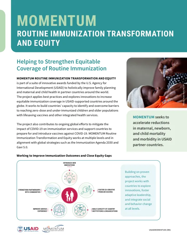 MOMENTUM Routine Immunization Transformation and Equity Fact Sheet