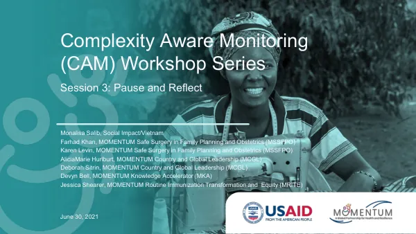 CAM Workshop Series: Session 3 Pause and Reflect Slides
