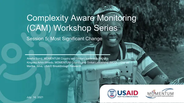 CAM Workshop Series: Session 5 - Significant Change Slides