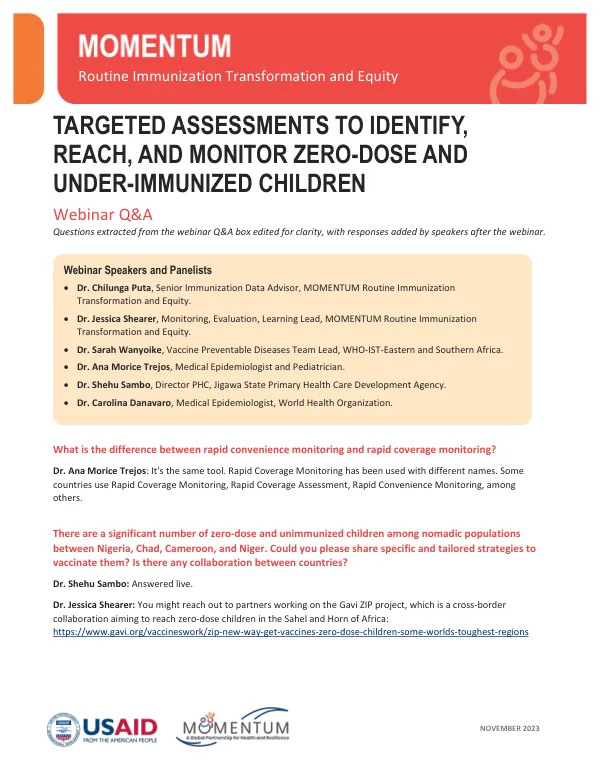 Targeted Assessments Webinar Q&A