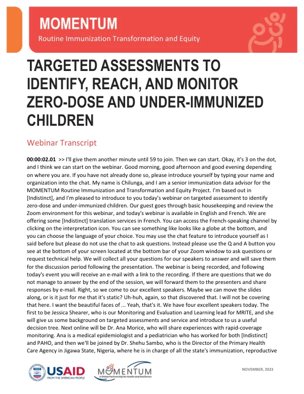Targeted Assessments Webinar Transcript