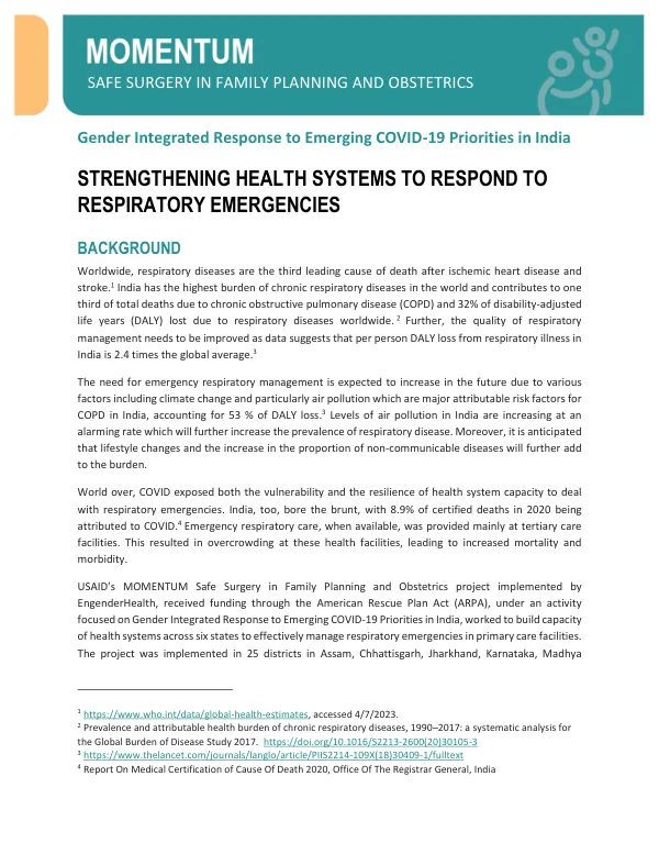 Emergency Respiratory Management: Strengthening Health Systems