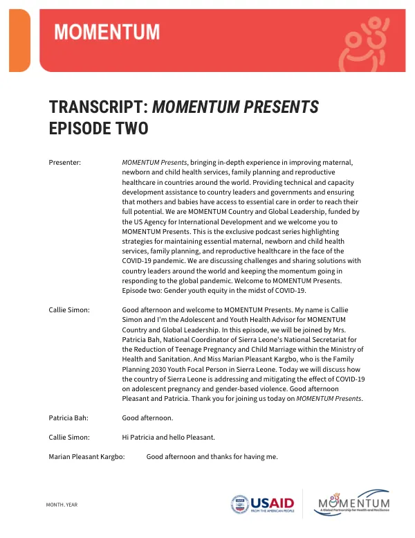MOMENTUM Presents: Episode Two Transcript
