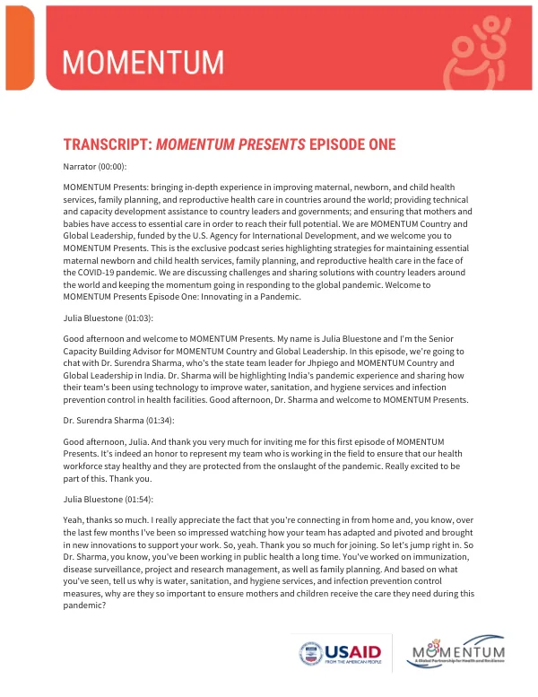 MOMENTUM Presents: Episode One Transcript