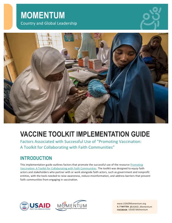 Vaccine Toolkit Implementation Guide: Promoting Vaccination with Faith Communities