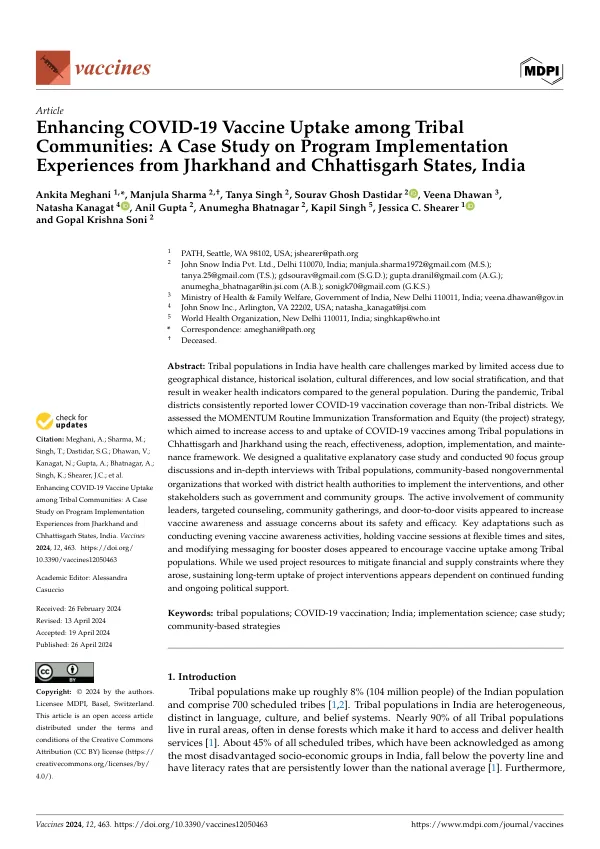 Enhancing COVID-19 Vaccine Uptake in Tribal Communities in India