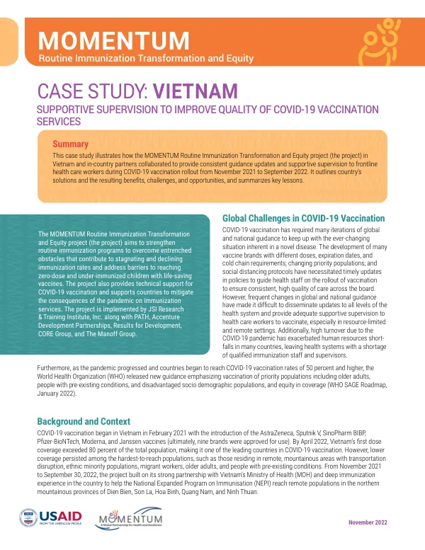 Vietnam Case Study: Supportive Supervision