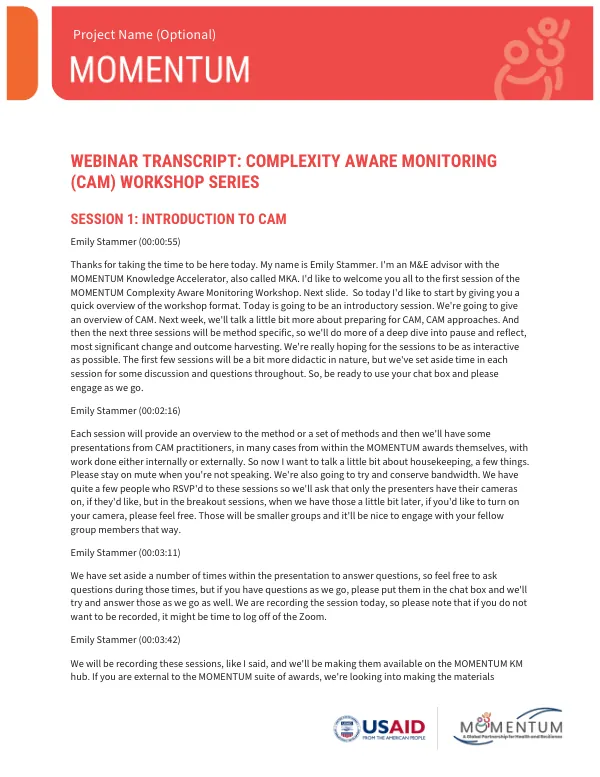 Webinar Transcript: Session 1 - Introduction to CAM