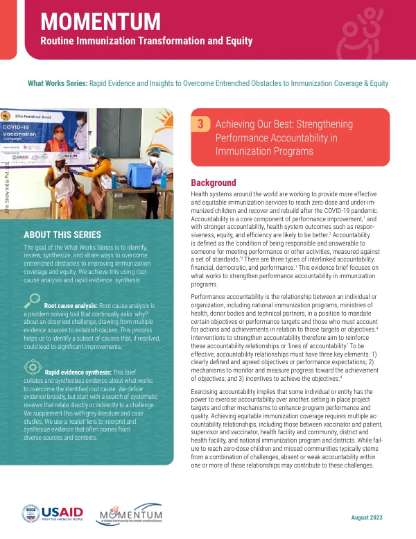 What Works Series 3: Rapid Evidence and Insights for Immunization Coverage & Equity