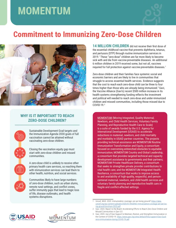 Commitment to Immunizing Zero-Dose Children