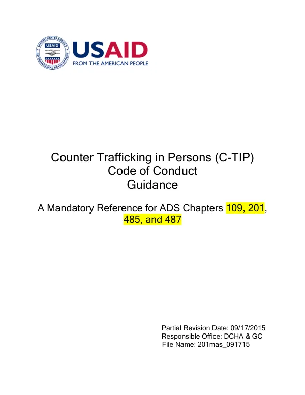 USAID Counter Trafficking in Persons (C-TIP) Code of Conduct Guidance