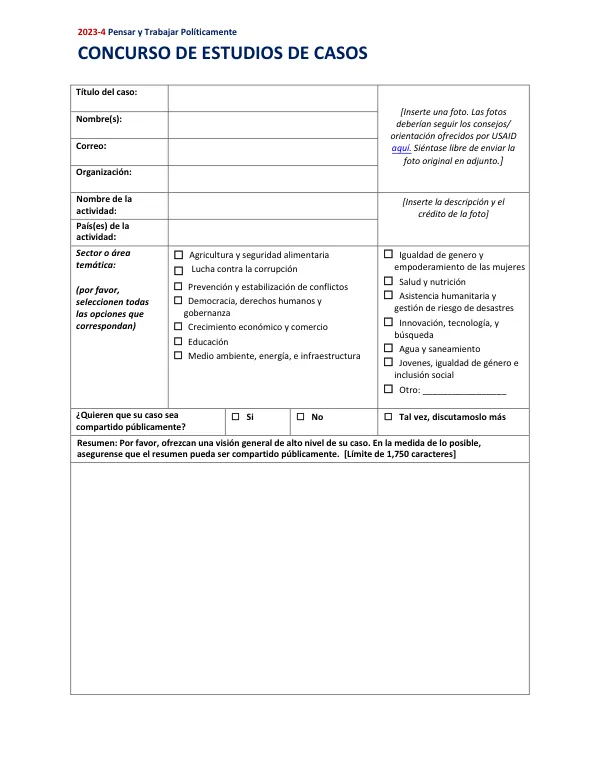 DRG Case Competition Submission Form - Spanish