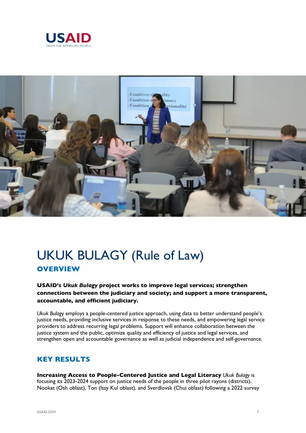 Ukuk Bulagy Project Fact Sheet