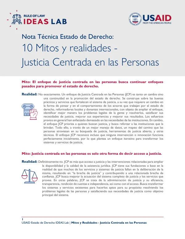 Rule of Law Technical Note: 10 People-Centered Justice Myths and Realities