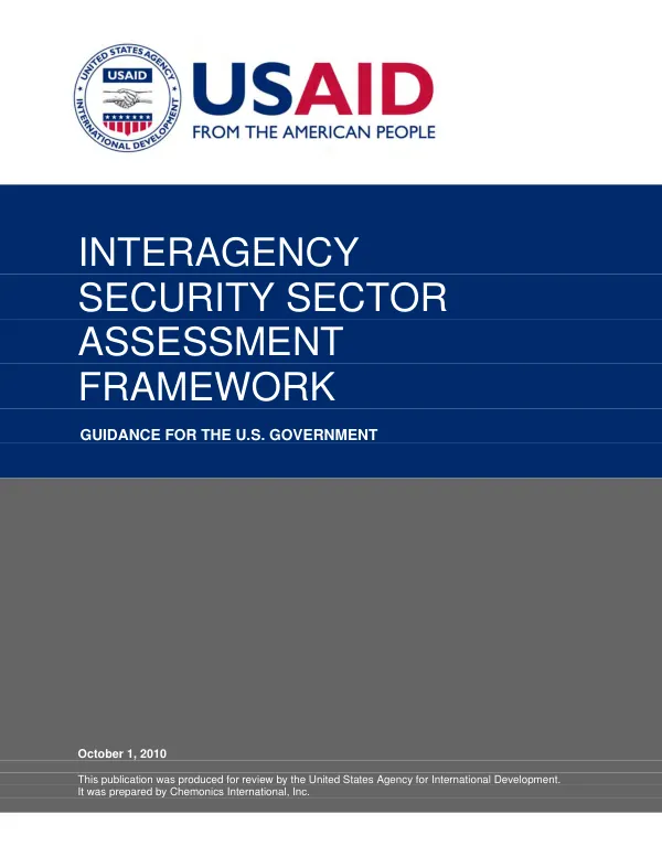 Interagency Security Sector Assessment Framework Guidance for the U.S. Government (2010)