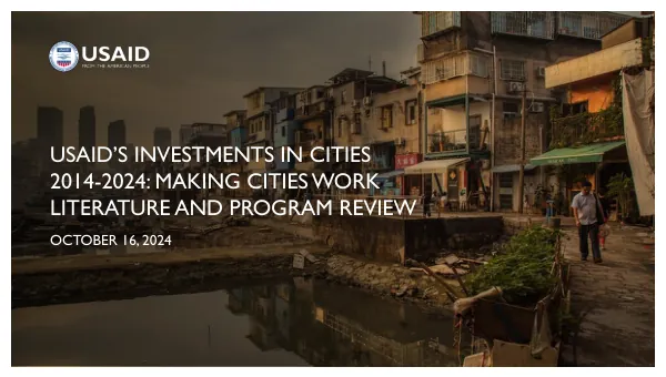 Investing in Cities Dissemination Webinar