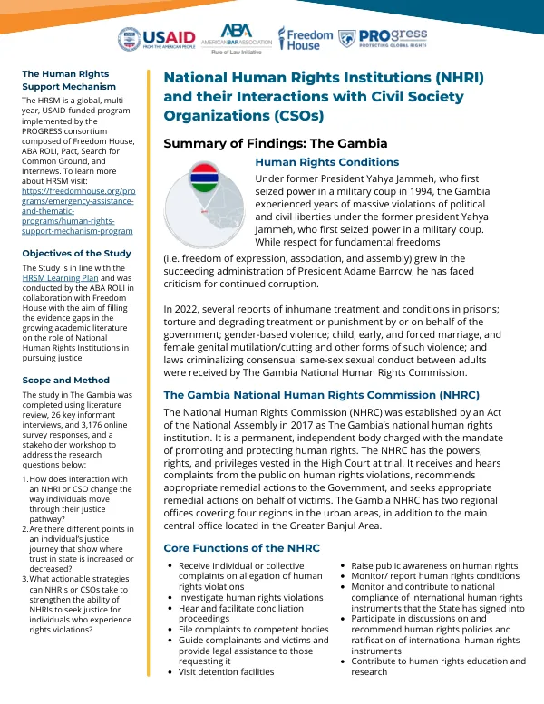 NHRI and CSO Interactions: The Gambia Study