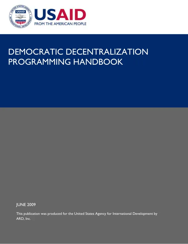 USAID Democracy & Governance: Democratic Decentralization Programming Handbook