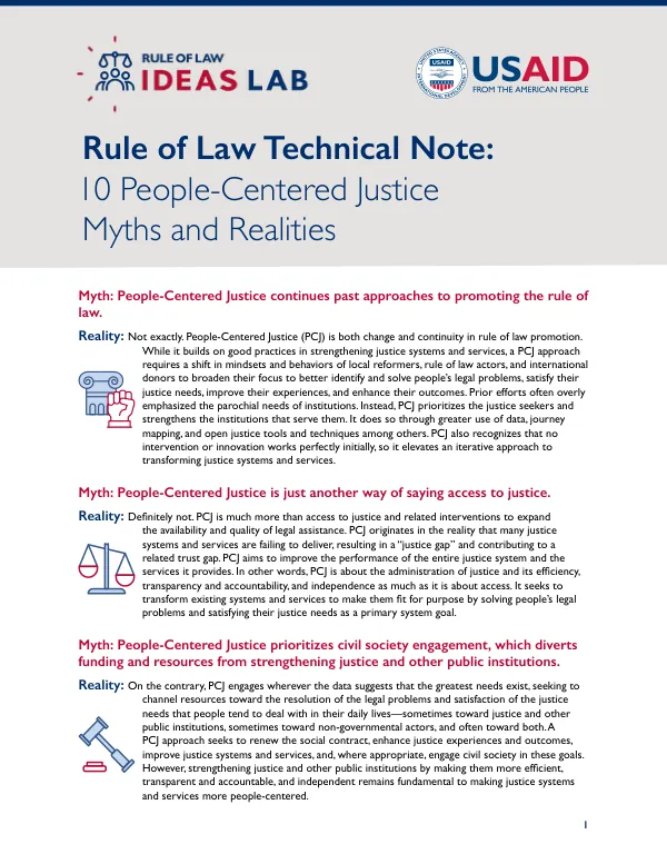 Rule of Law Technical Note: 10 People-Centered Justice Myths and Realities
