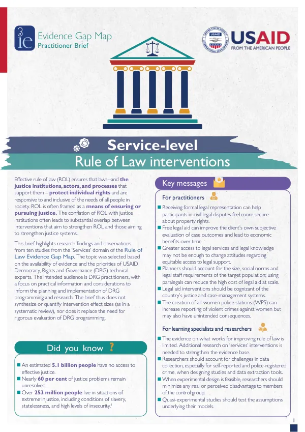 Rule of Law Interventions: Service-Level Practitioner Brief