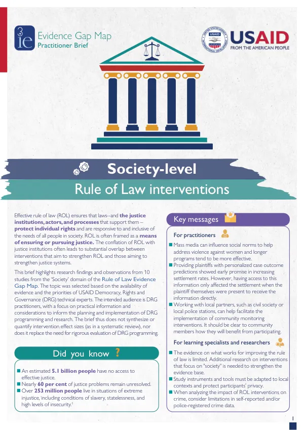 Society-Level Rule of Law Interventions Practitioner Brief