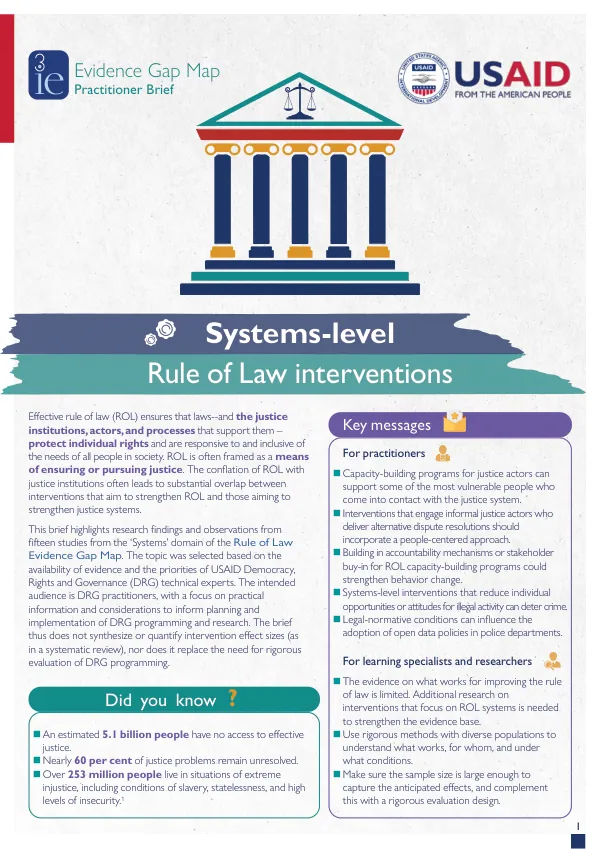 Systems-Level: Rule of Law Interventions Practitioner Brief