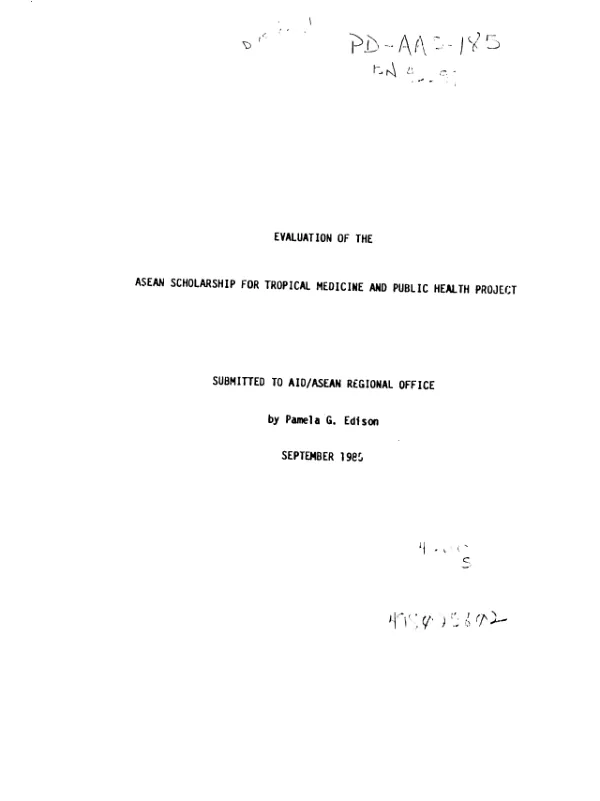 Evaluation of the ASEAN scholarship for tropical medicine and public health project