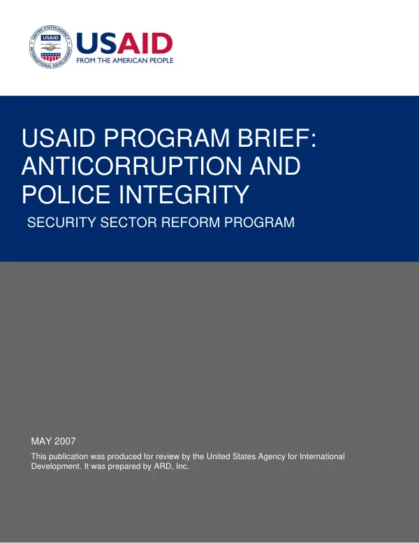 USAID Program Brief: Anticorruption and Police Integrity