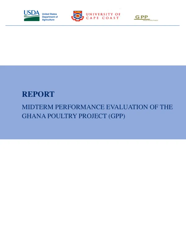 Midterm performance evaluation of the FY 2015 food for progress Ghana poultry project (GPP)