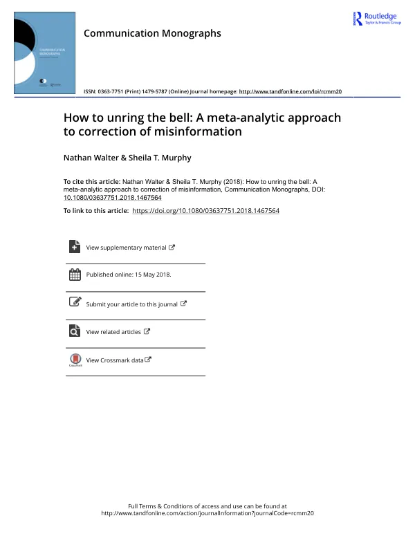 Correcting Misinformation: A Meta-Analytic Approach