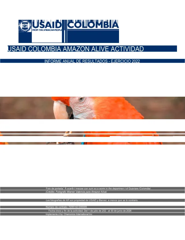 USAID Colombia Amazon Alive Actividad: Informe Anual de Resultados – Ejercicio 2022