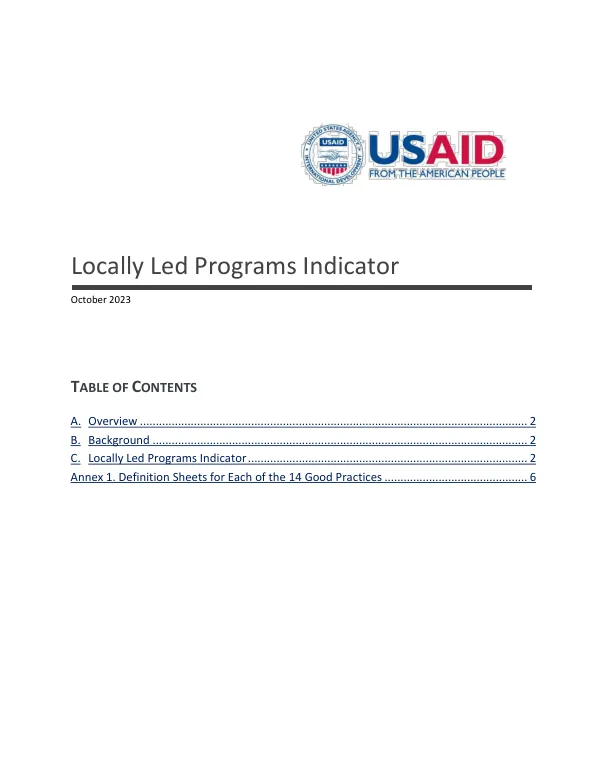 Locally Led Programs Indicator