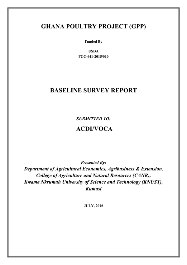 [FY 2015 food for progress] Ghana poultry project (GPP) : baseline survey report