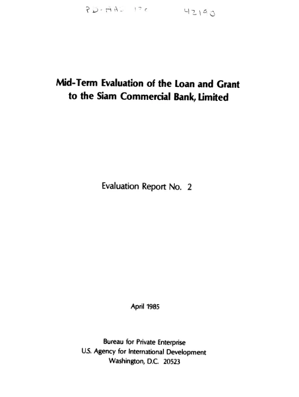 Mid-term evaluation of the loan and grant to the Siam Commercial Bank, Limited