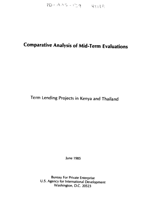 Comparative analysis of mid-term evaluations : term lending projects in Kenya and Thailand