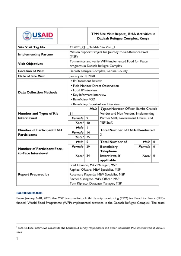 TPM Site Visit Report_ BHA Activities in Dadaab Refugee Complex, Kenya
