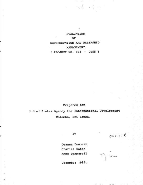 Evaluation of reforestation and watershed management (project no. 838-0055)