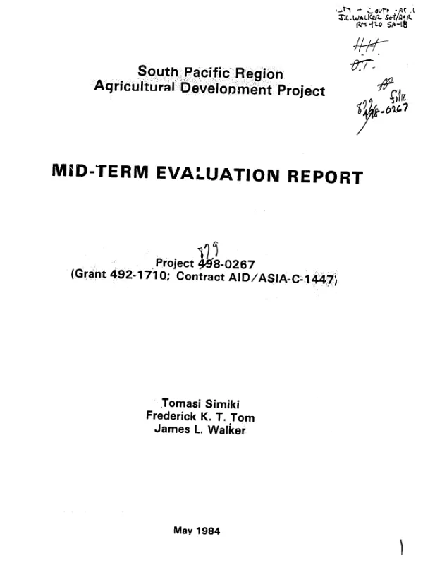 South Pacific Region agricultural development project : mid-term evaluation report