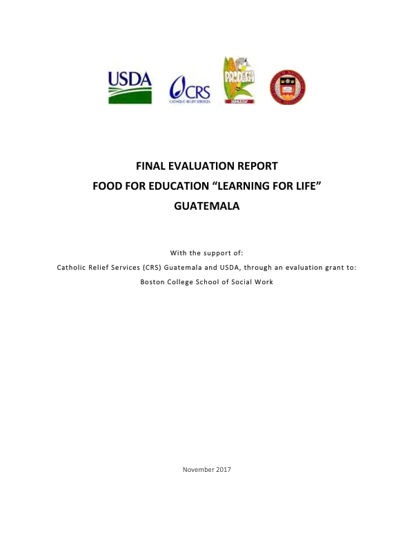 Final evaluation report - strengthening reading and school feeding in FY 2013 McGovern-Dole "learning for life" project