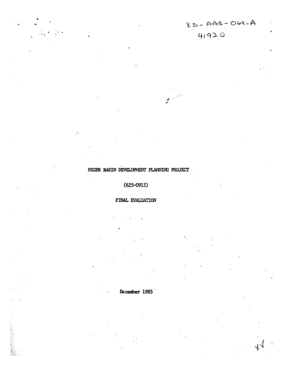 Niger Basin development planning project (625-0915) : final evaluation