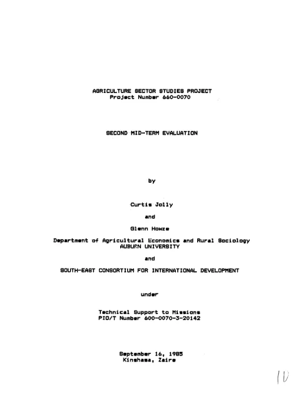 Agriculture sector studies project, project number 660-0070 : second mid-term evaluation